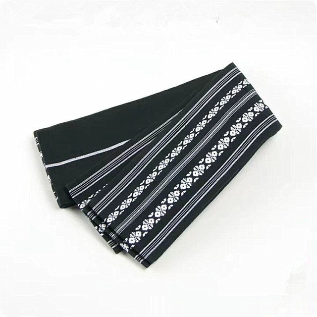 Men's kaku obi cotton kimono belt, black