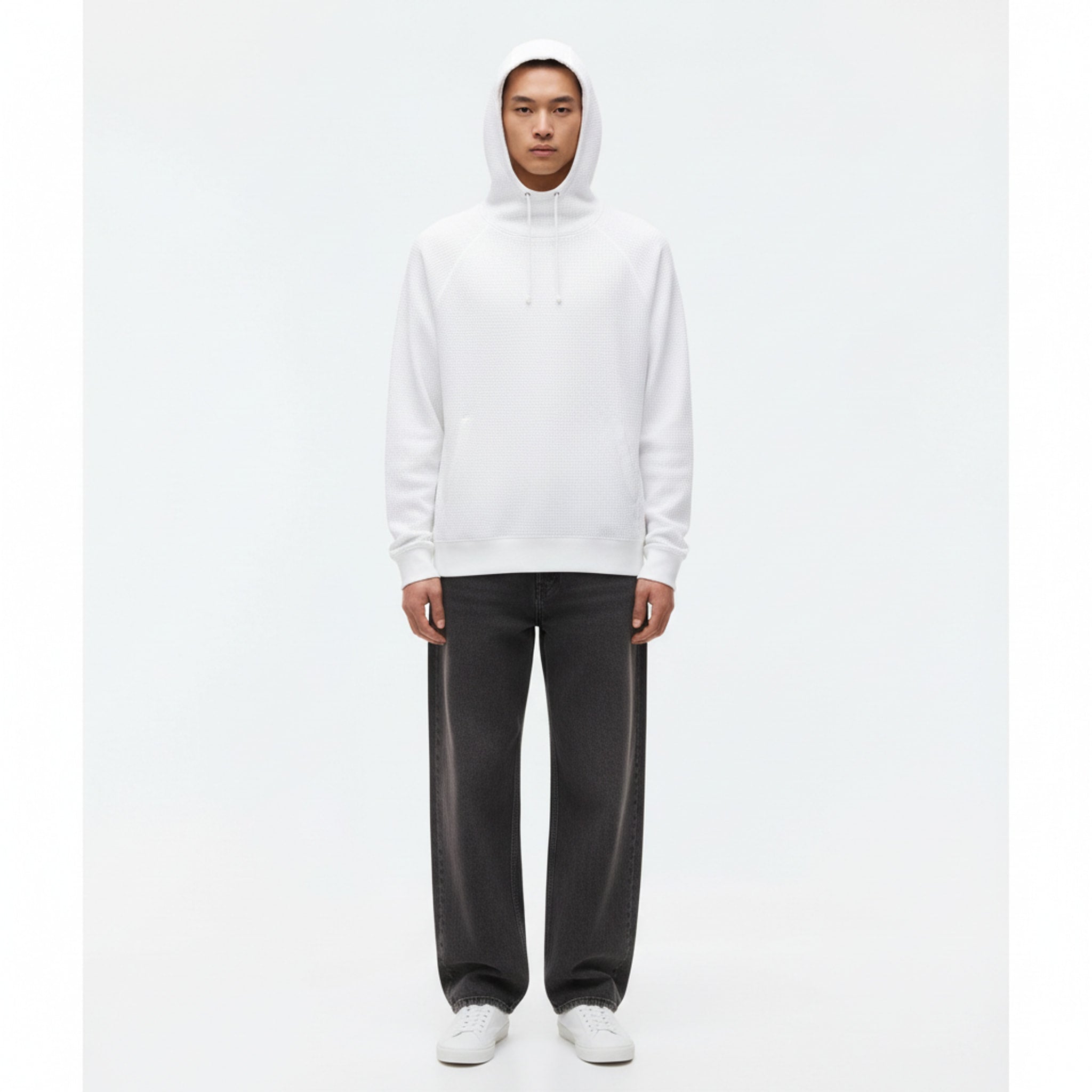 Thermolite(R) Air-Fleece Hooded Sweatshirt on model - Black - front