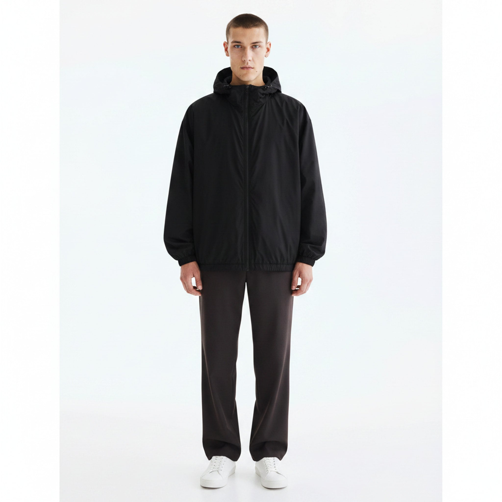 Hooded Sun Protection Jacket on model - Star Black - front