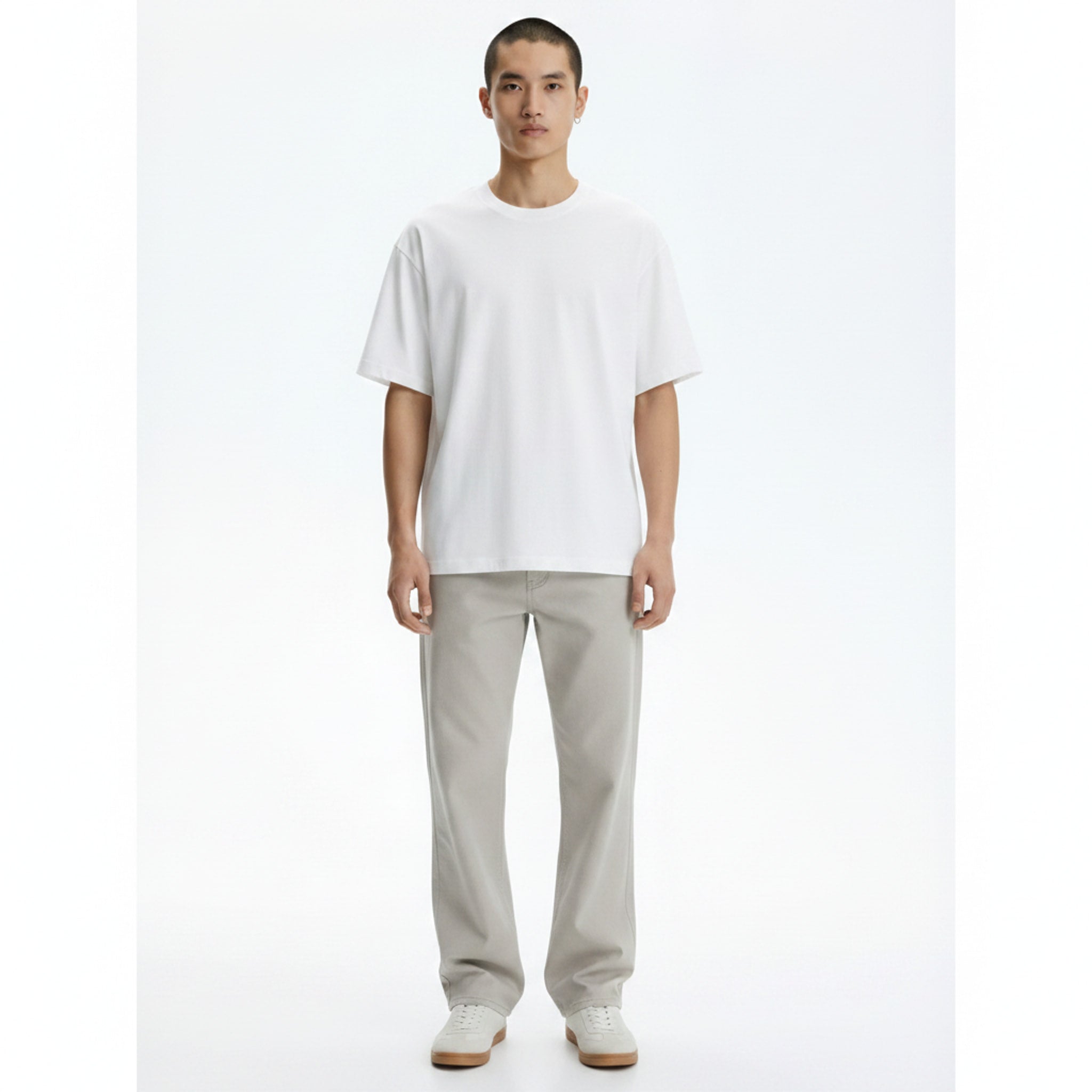 Heavyweight Cooling Cotton-Blend T-Shirt on model - White - front