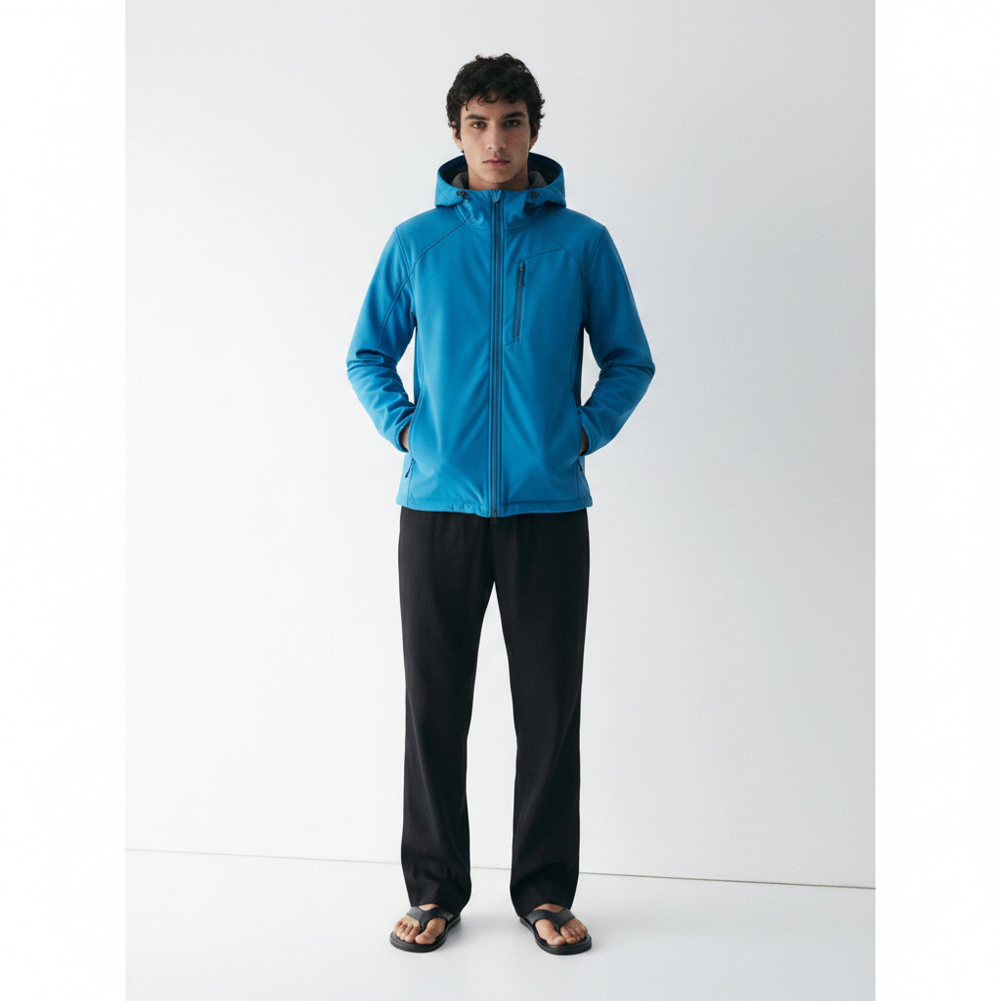 Outdoor Softshell Jacket on model - Blue - front