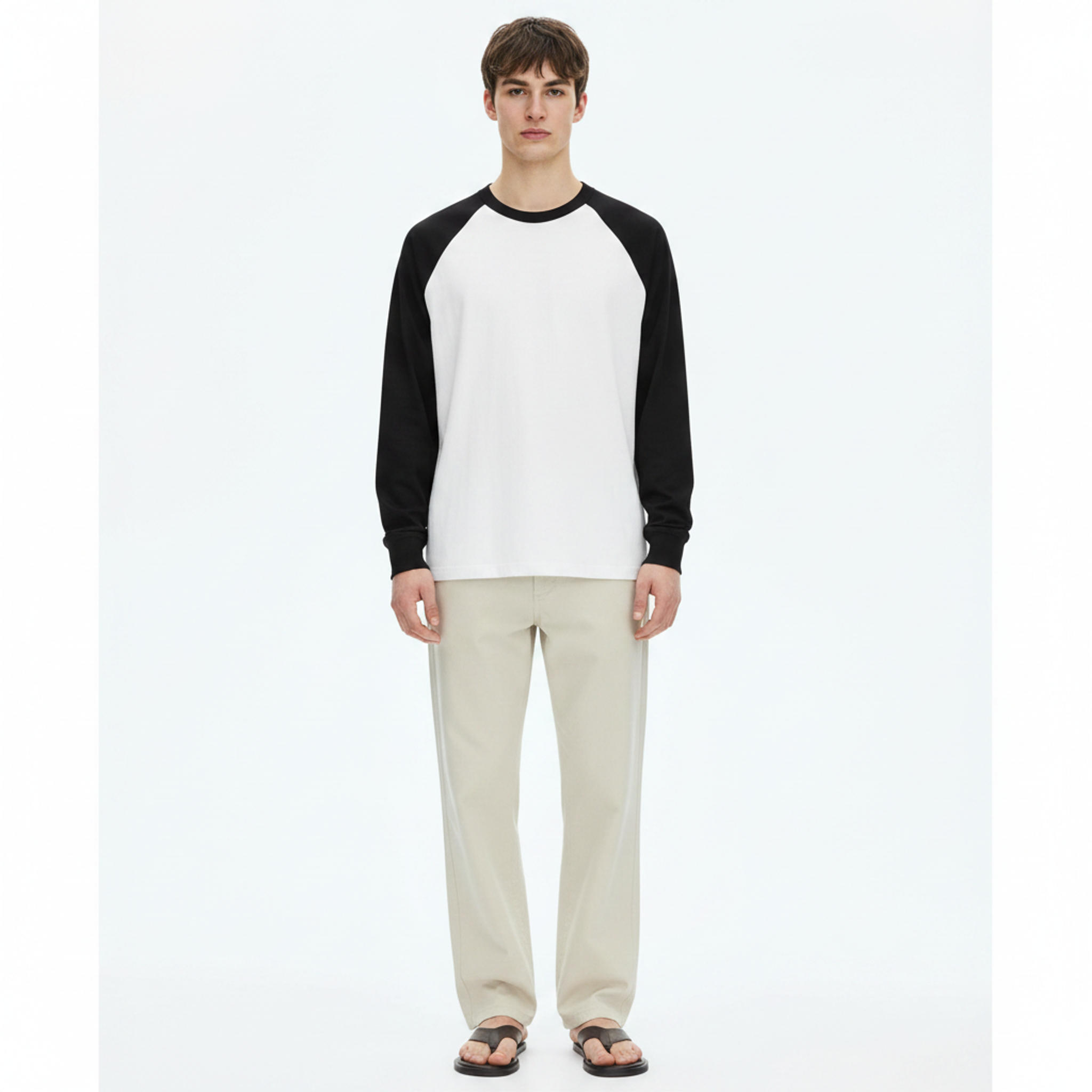 Heavyweight Raglan Long-Sleeve T-Shirt on model - front view