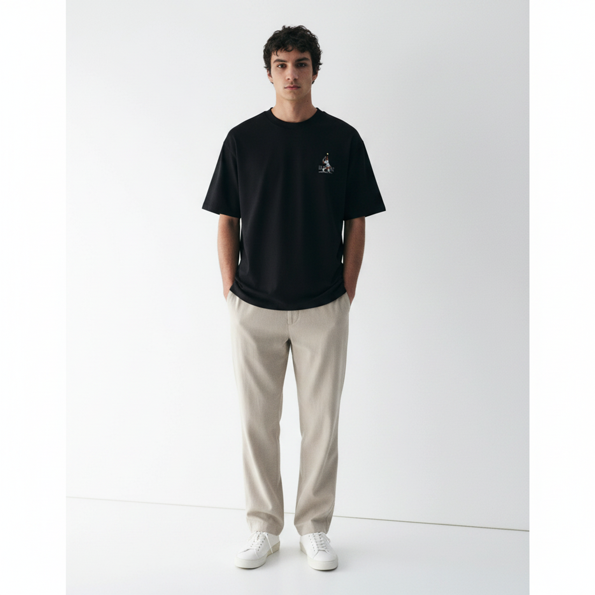 mens short short sleeve t shirts on model - front view