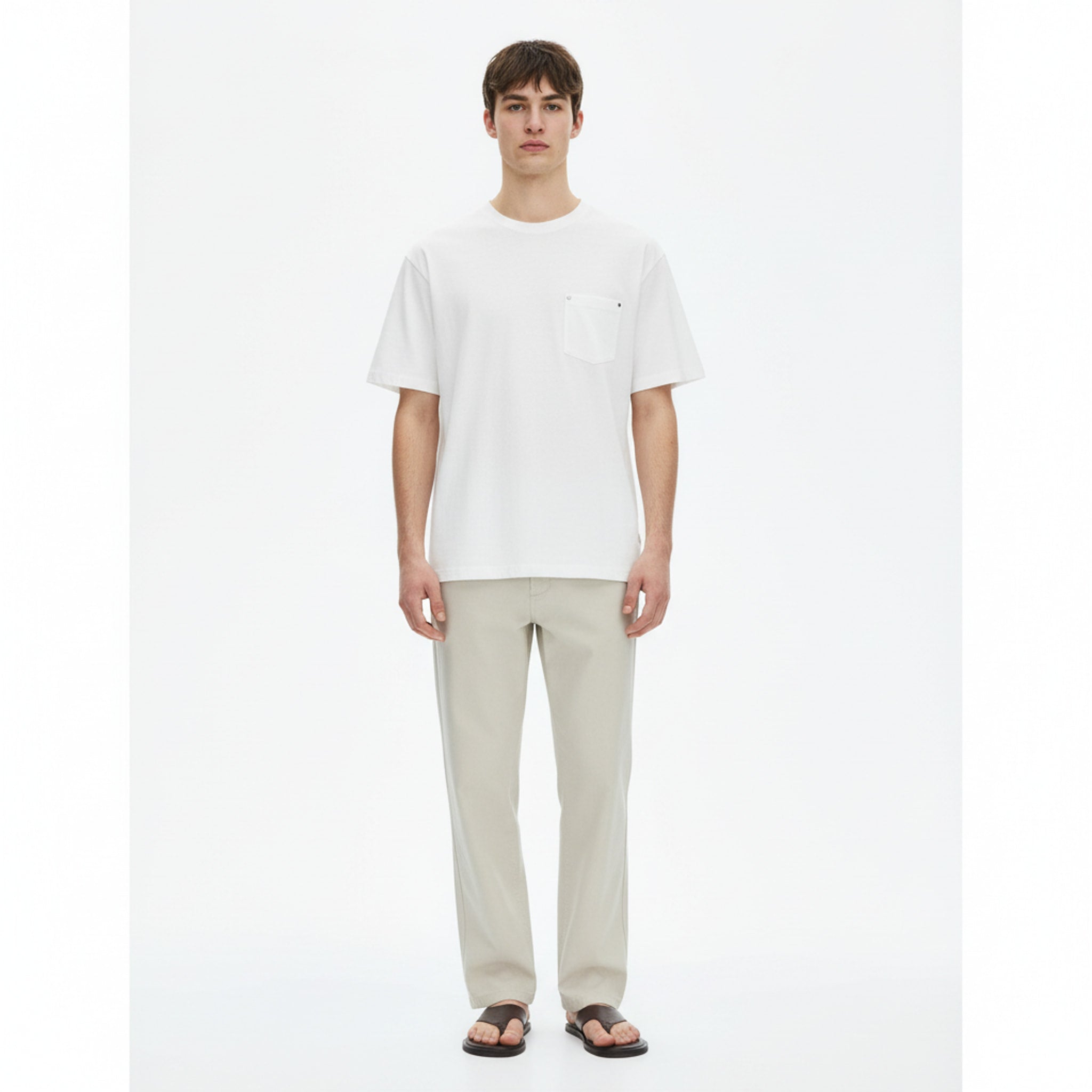 Oversized T-Shirt 100% Cotton on model - Off White - front