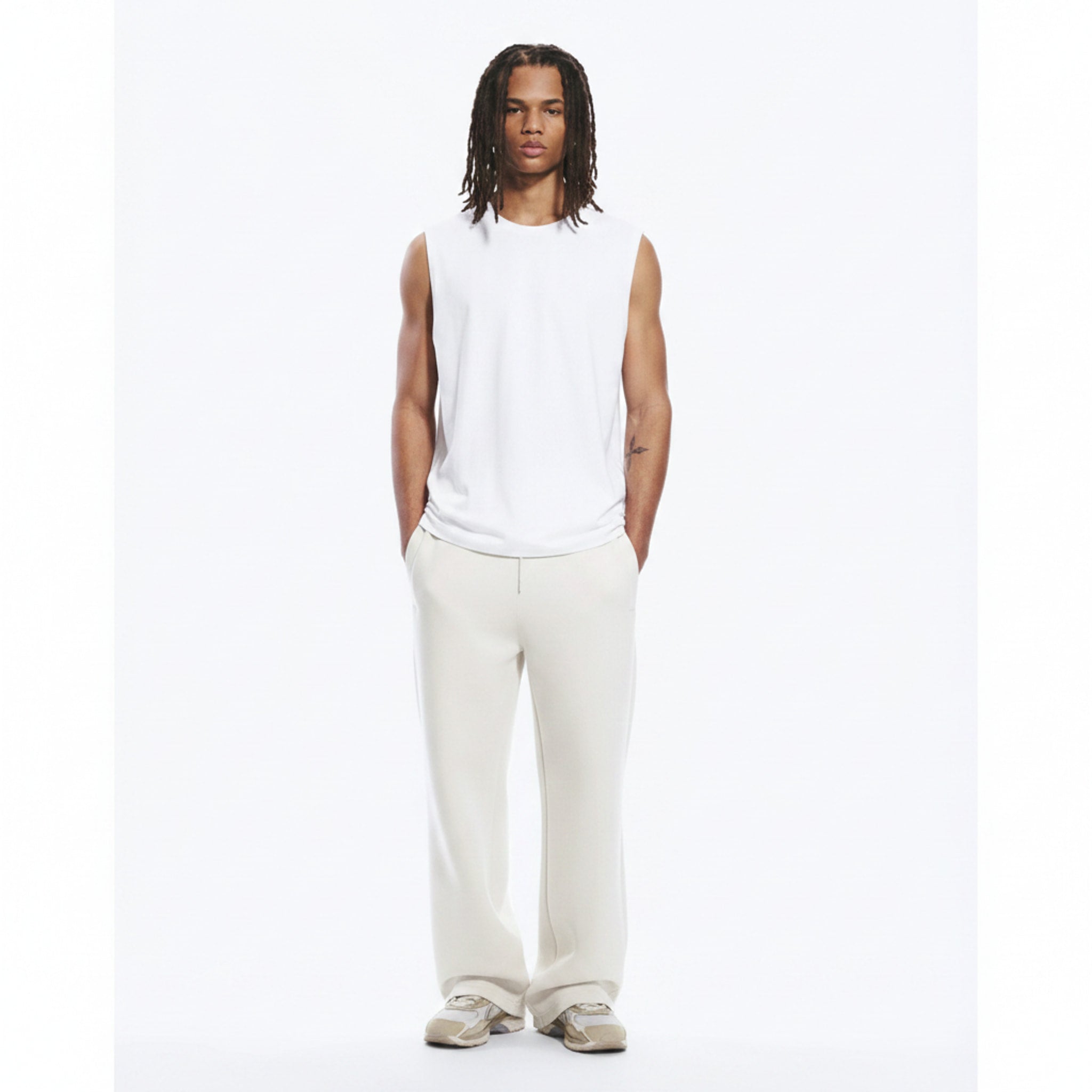 Sorona Cooling Tank Top on model - White - front