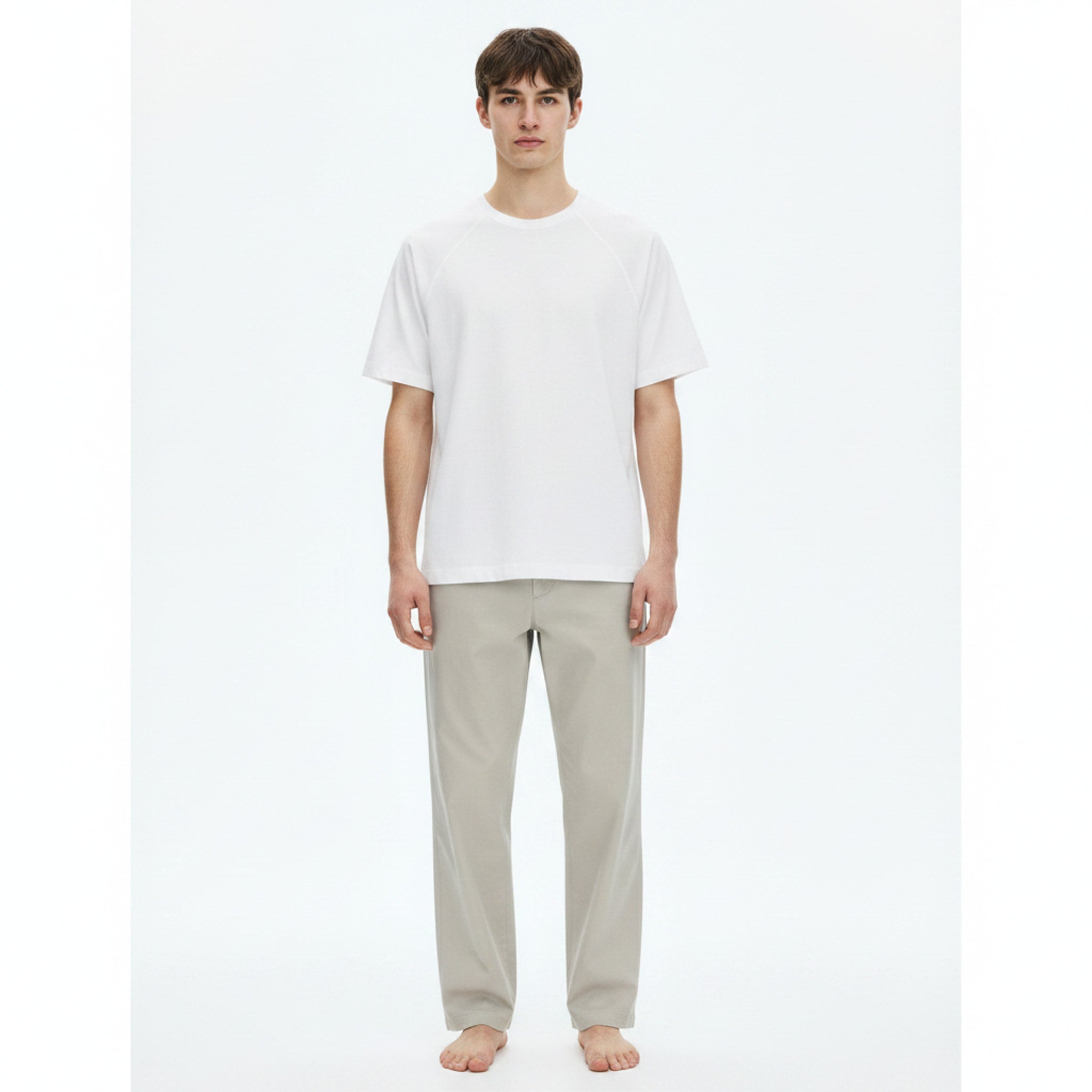 Heavyweight Raglan Cotton T-Shirt on model - White - front