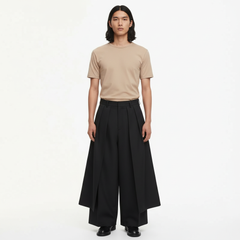 Men's Kendo Samurai Trousers on model in black, front view