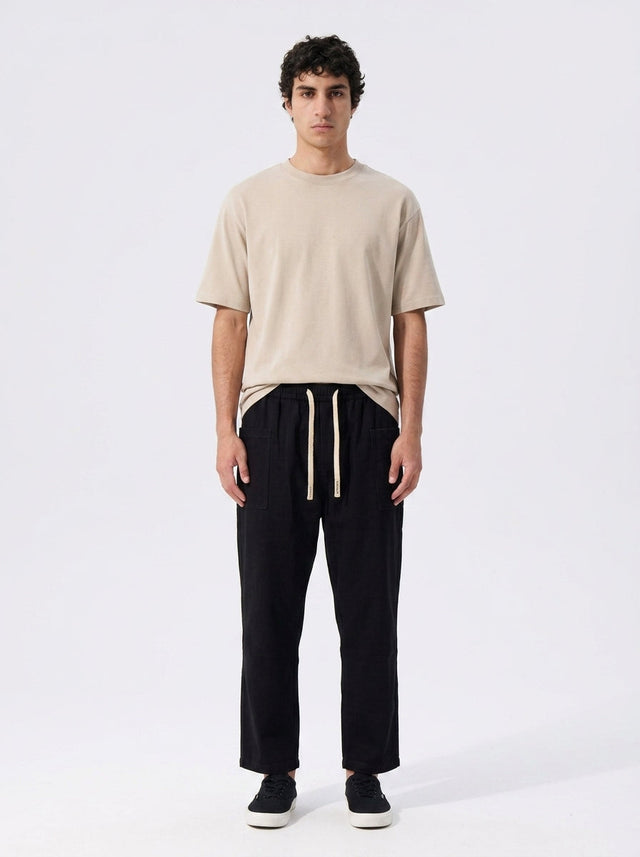 Kotona Loose Cropped Cotton Pants on model, front view