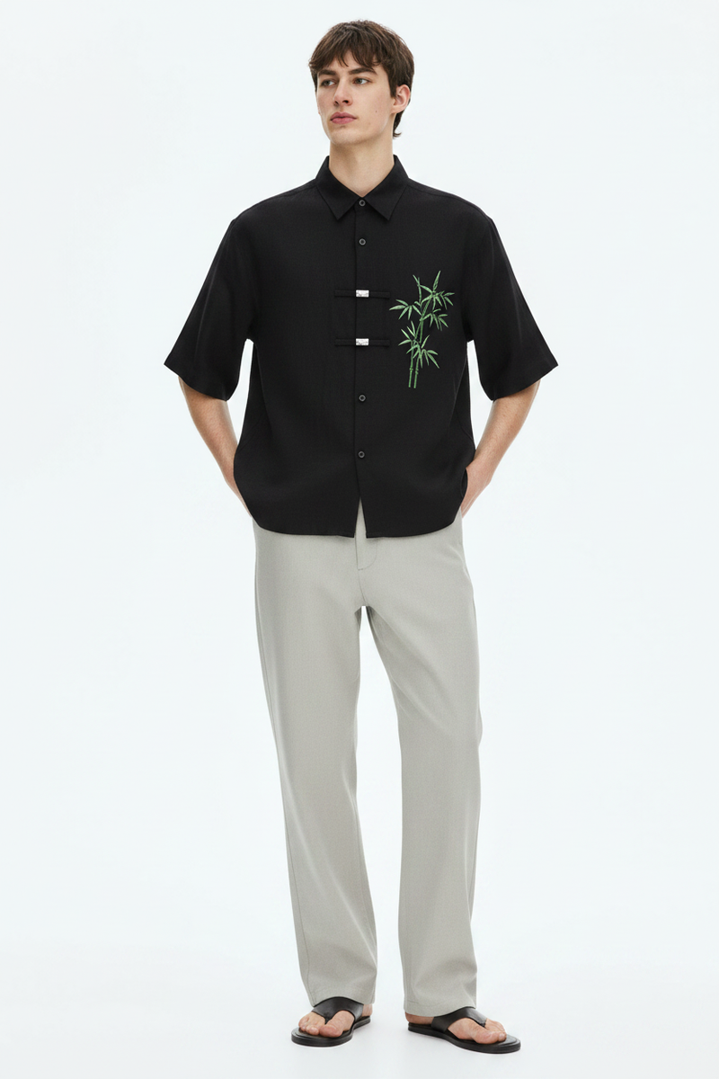 Polyester T-Shirt on model - Black - front