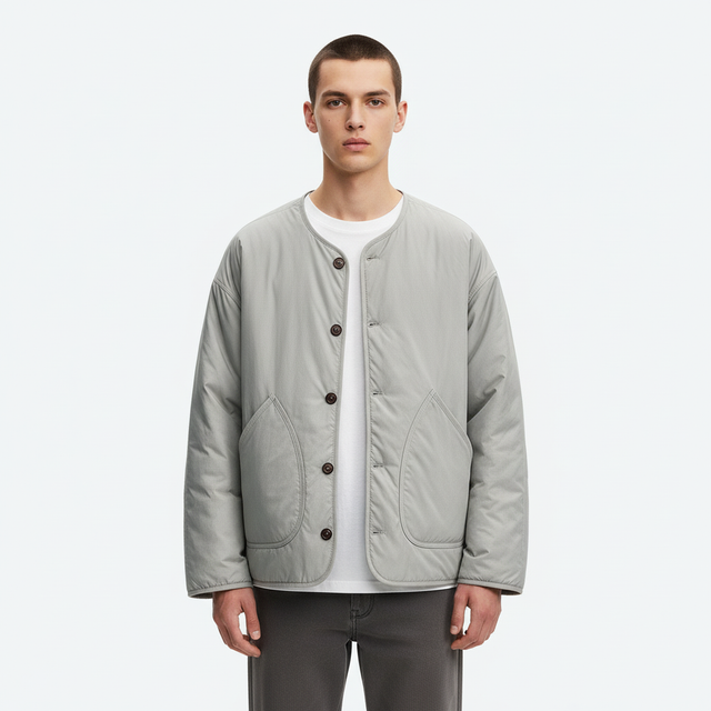 Cotton Jacket on model - Gray - front
