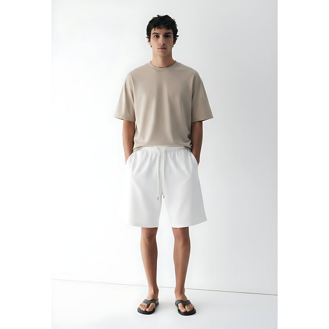 Cotton Stretch Shorts on model - Black - front