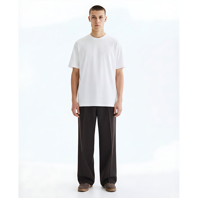 Stretch Cotton Fitness T-Shirt on model - White - front
