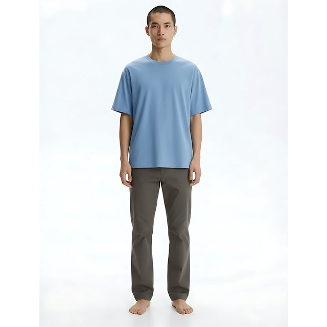 Men's Heavyweight Cotton-Blend T-Shirt on model - Blue - front