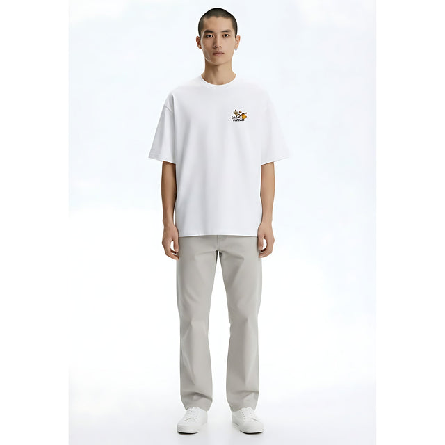 Outdoor Heavyweight Cotton Graphic T-Shirt on model - White - front