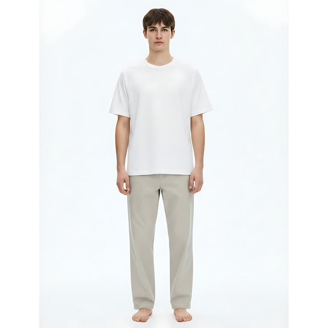 Heavyweight Raglan Cotton T-Shirt on model - White - front