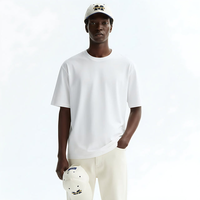 Men's Heavyweight Cotton-Blend T-Shirt on model - White - front