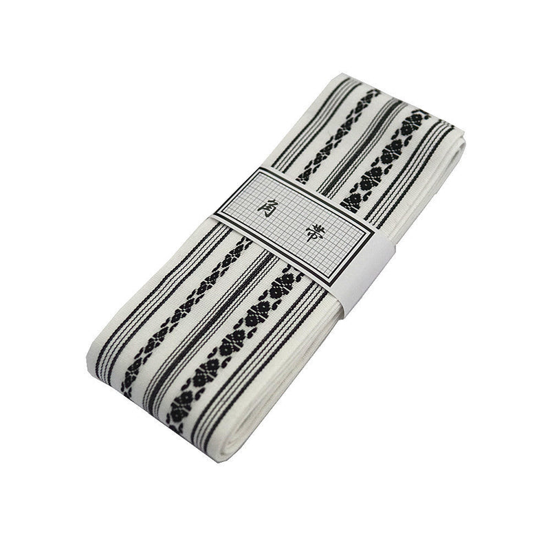 Men's kaku obi kimono belt with the kenjo stripe, rolled