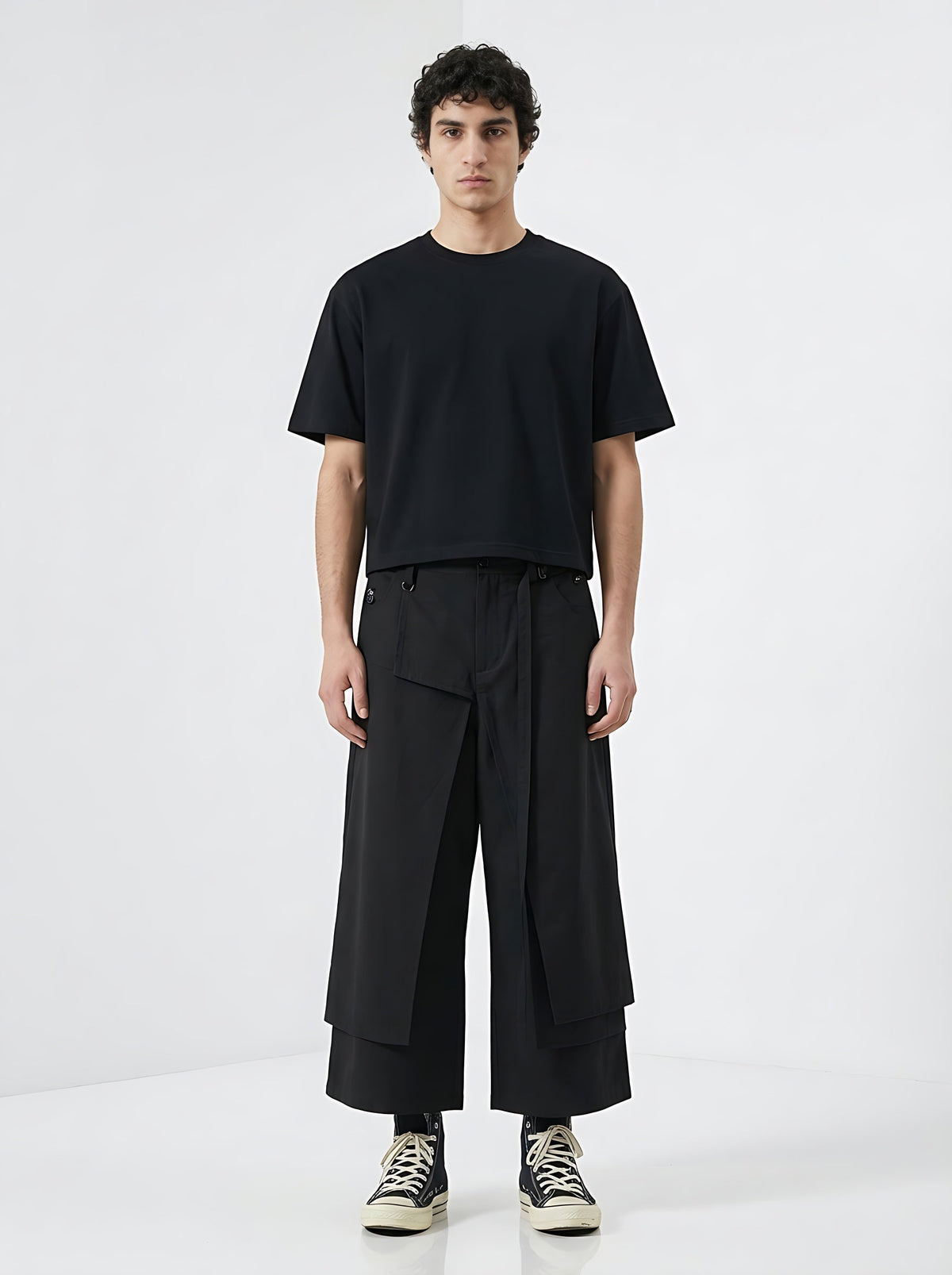 Men's Japanese Style Wide Leg Trousers, masculine wide-leg trousers