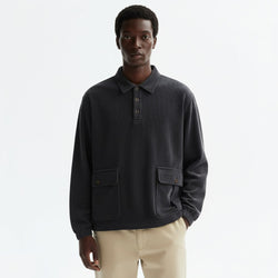 Ribbed collared sweatshirt in dark gray