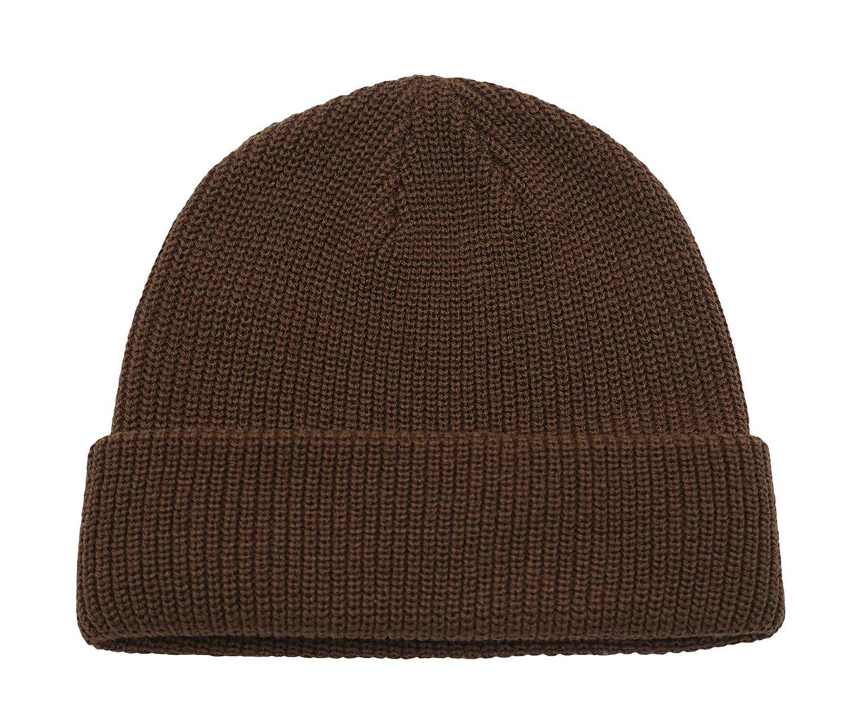 Solid Color Retro Knitted Beanie - Brown