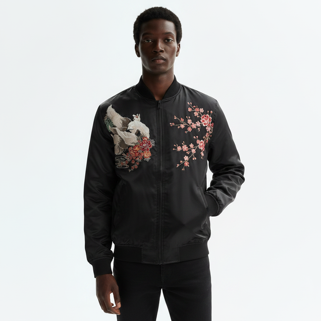 Nine Tailed Fox Sukajan Jacket front on model