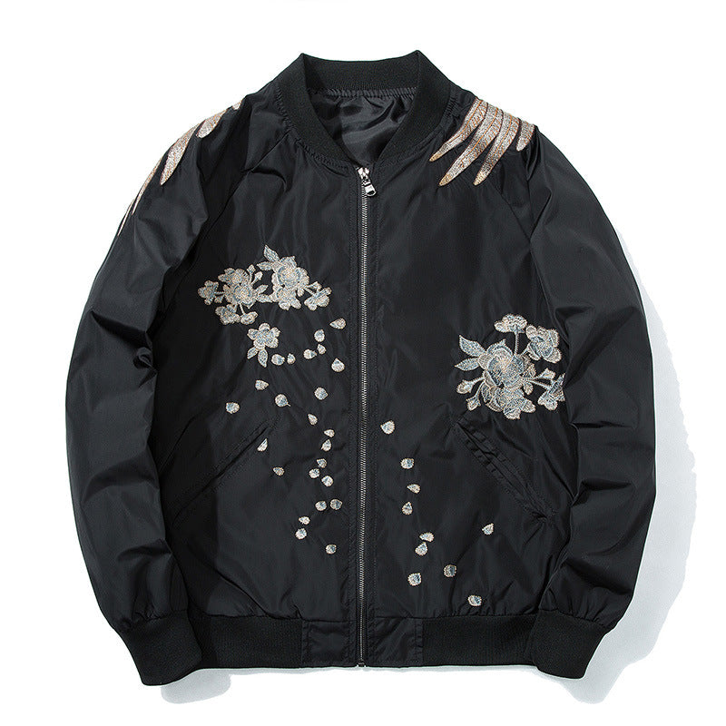 Black phoenix sukajan bomber jacket, product photo