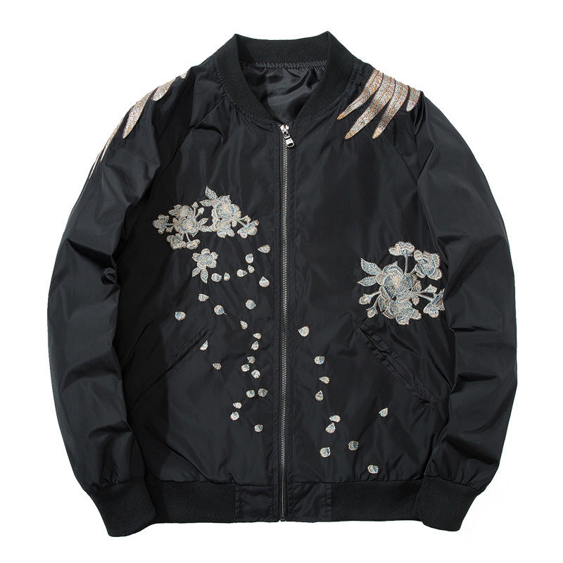 Black phoenix sukajan bomber jacket, product photo