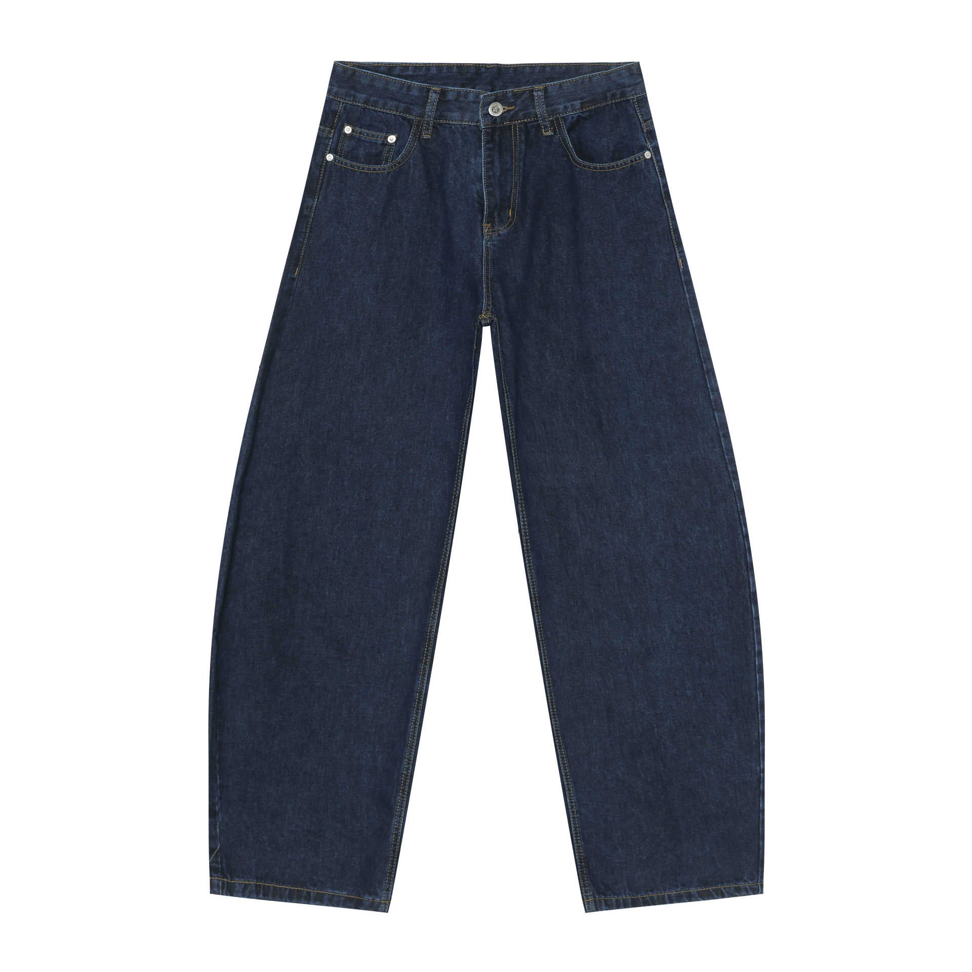Straight-Leg Cotton Stretch Pants - Blue