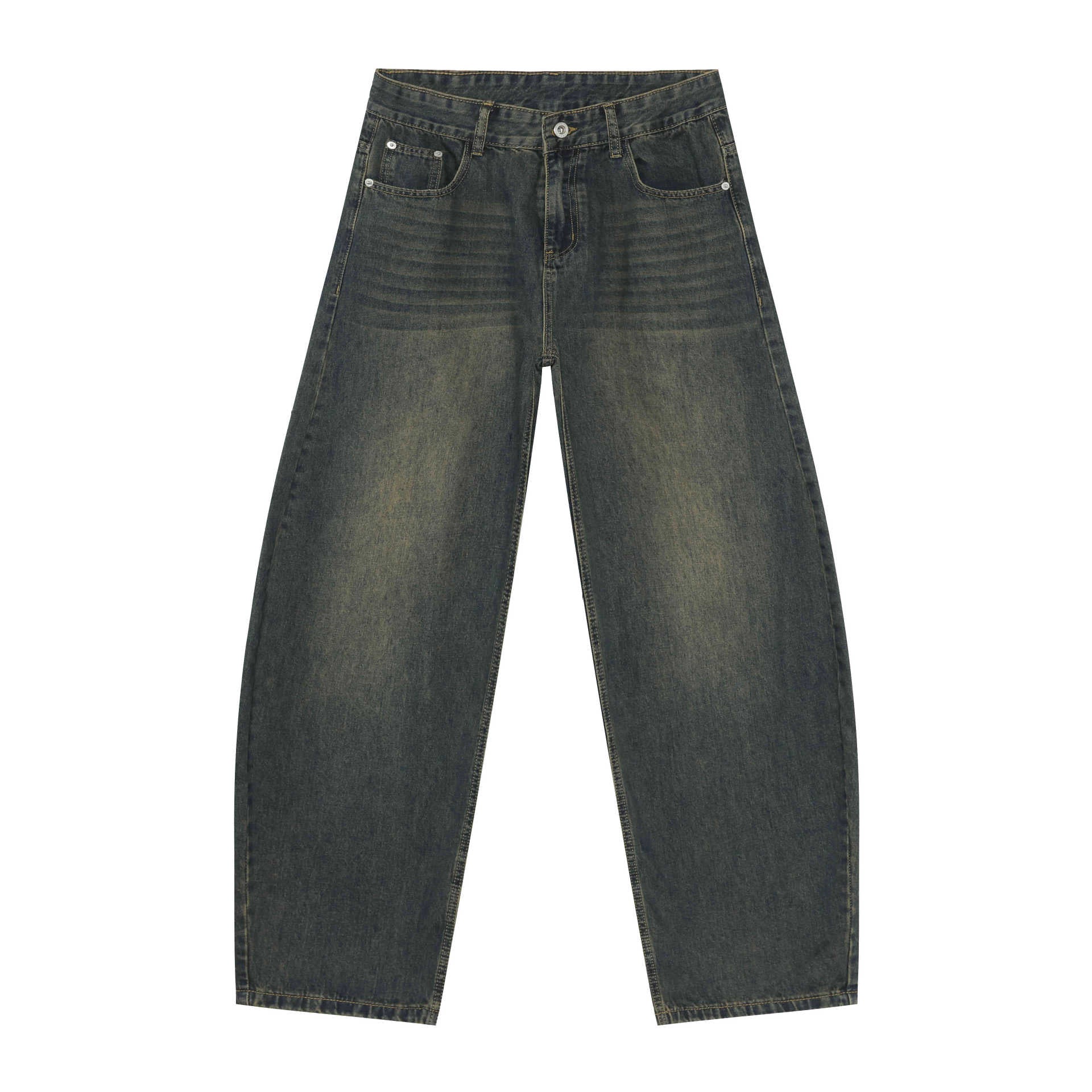 Straight-Leg Cotton Stretch Pants - Distressed