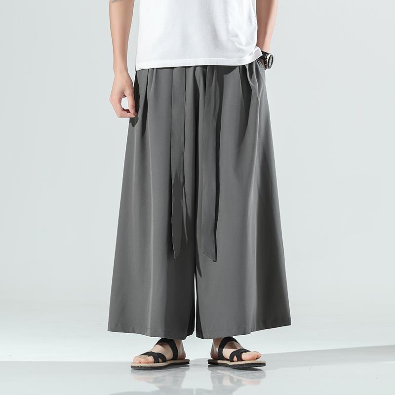 Men's Lightweight Hakama Pants, Wide Leg with Front Ties
