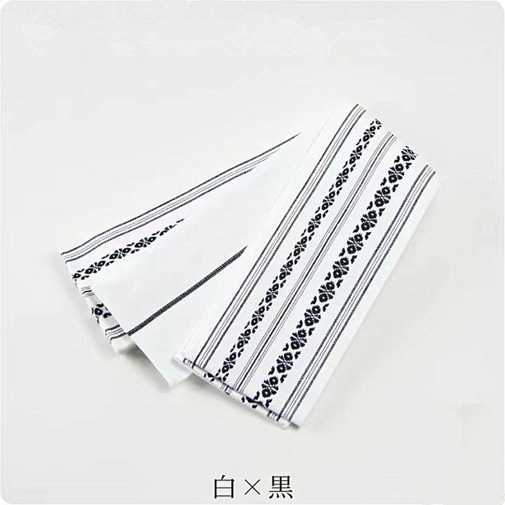 Japanese Gentleman's Traditional Kimono Belt - Hand-tied Kaku Obi Yukata Belt - All Cotton Japanese Style Accessory - White