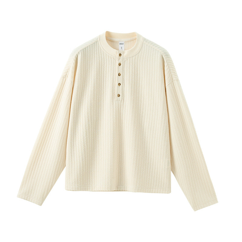 Oversized Henley Shirt - White