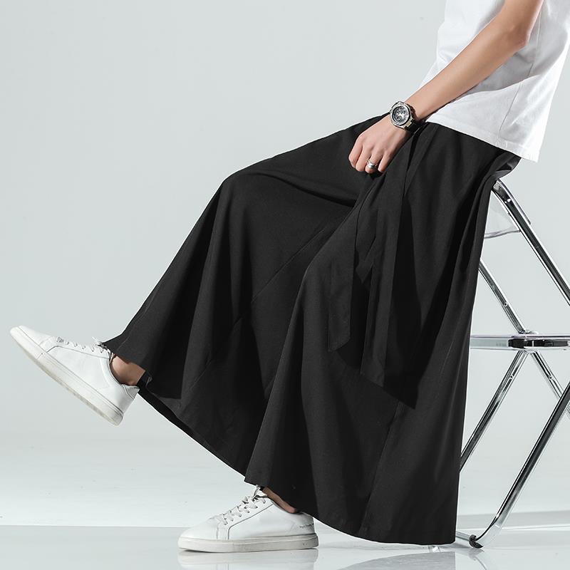 Men's Lightweight Hakama Pants, Wide Leg with Front Ties