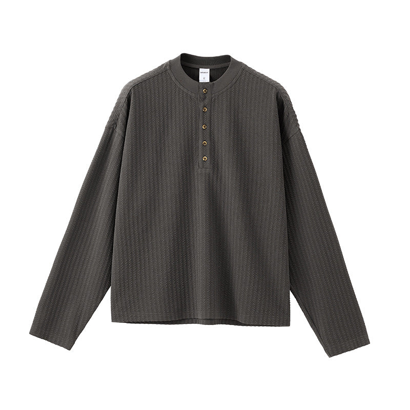 Oversized Henley Shirt - Black