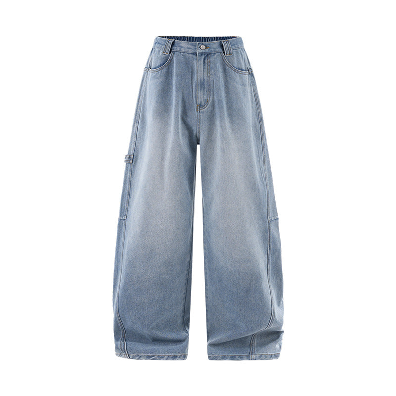 Wide-Leg Cargo Jeans - Blue