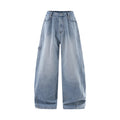 Wide-Leg Cargo Jeans - Blue