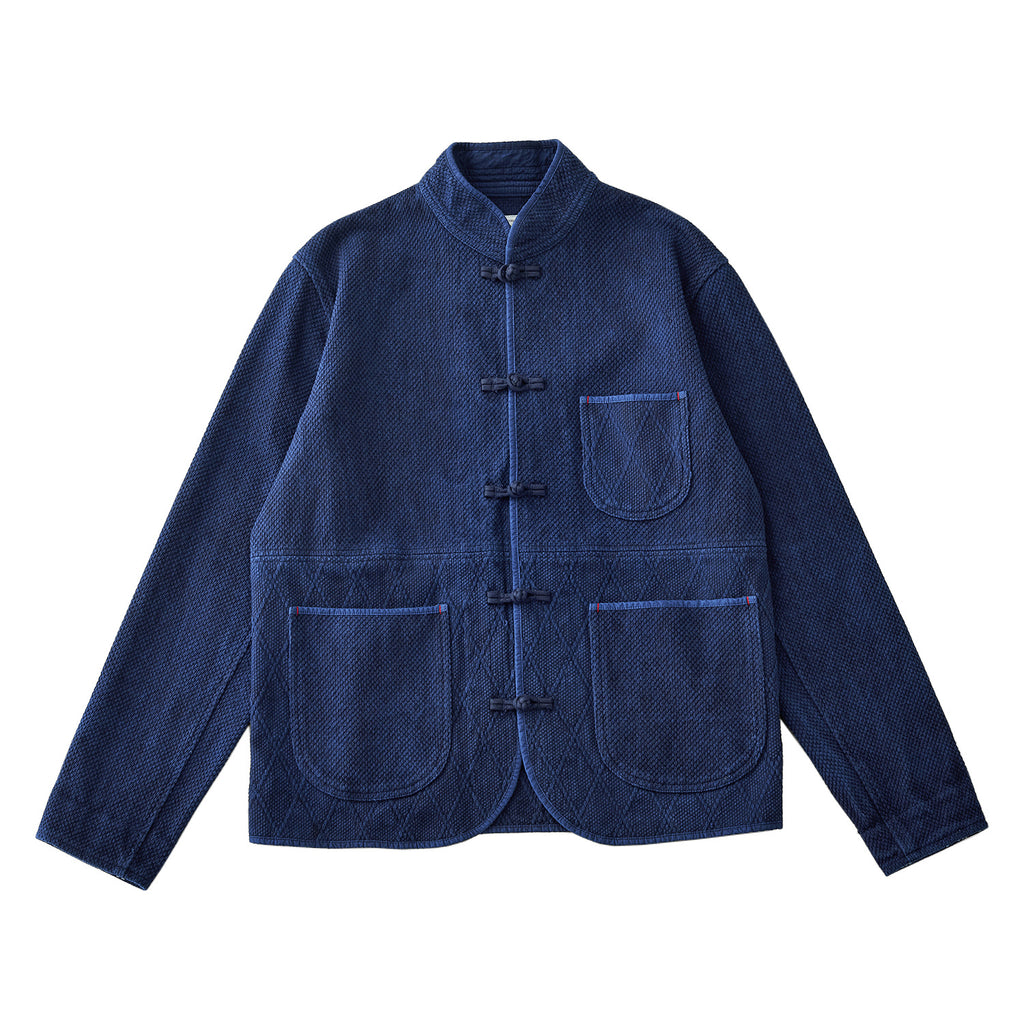 Plant Indigo Frog-Closure Tang Jacket - Indigo flat lay