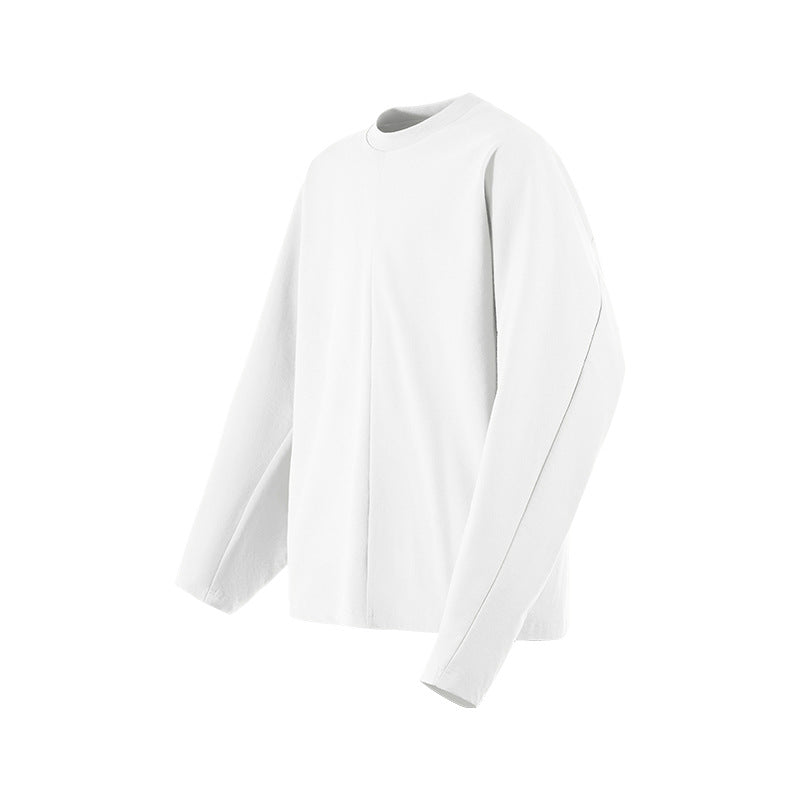 Long-Sleeve Cotton T-Shirt - White flat lay
