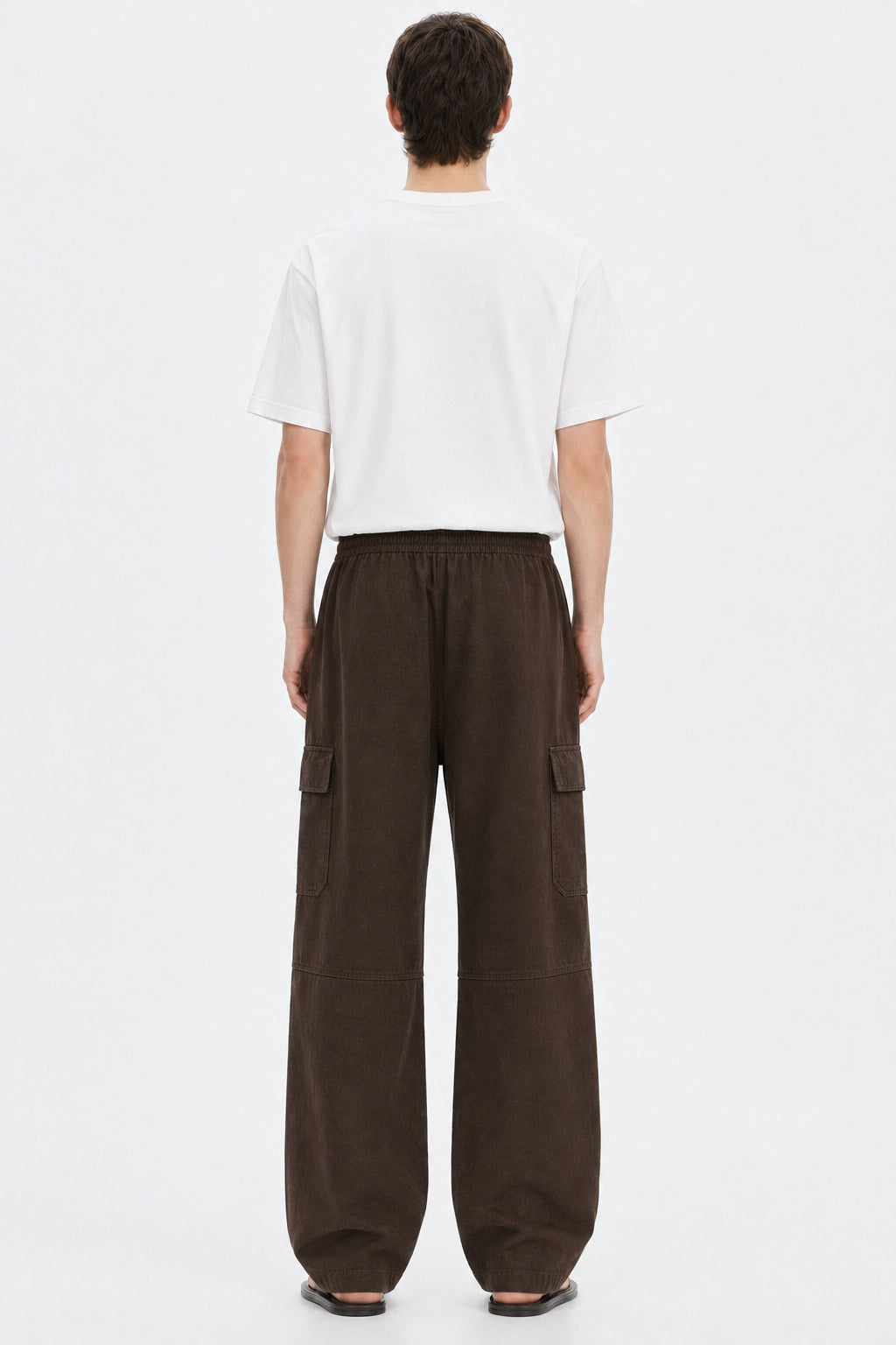 Heavyweight Polyester-Blend Pants on model - Brown - back
