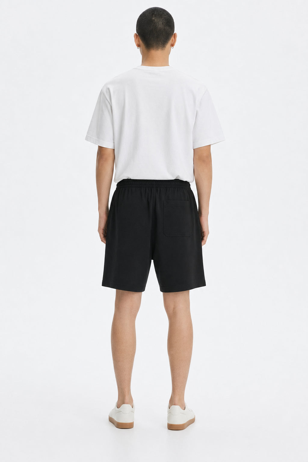Oversized Shorts 100% Cotton on model - Black - back