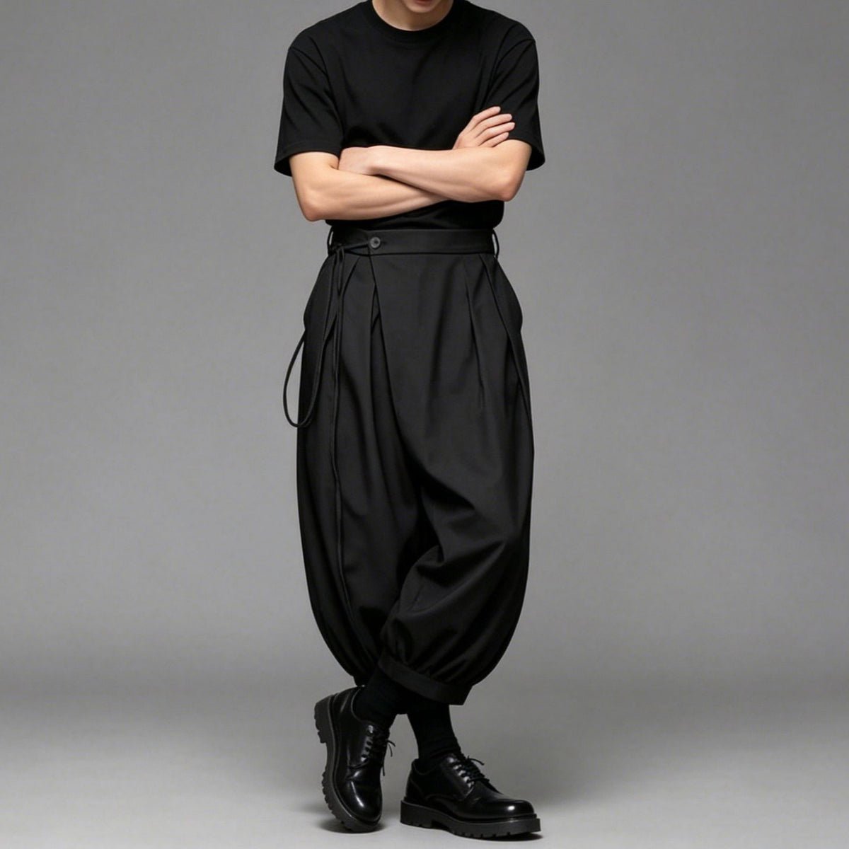 Black ninja pants for men, view 2