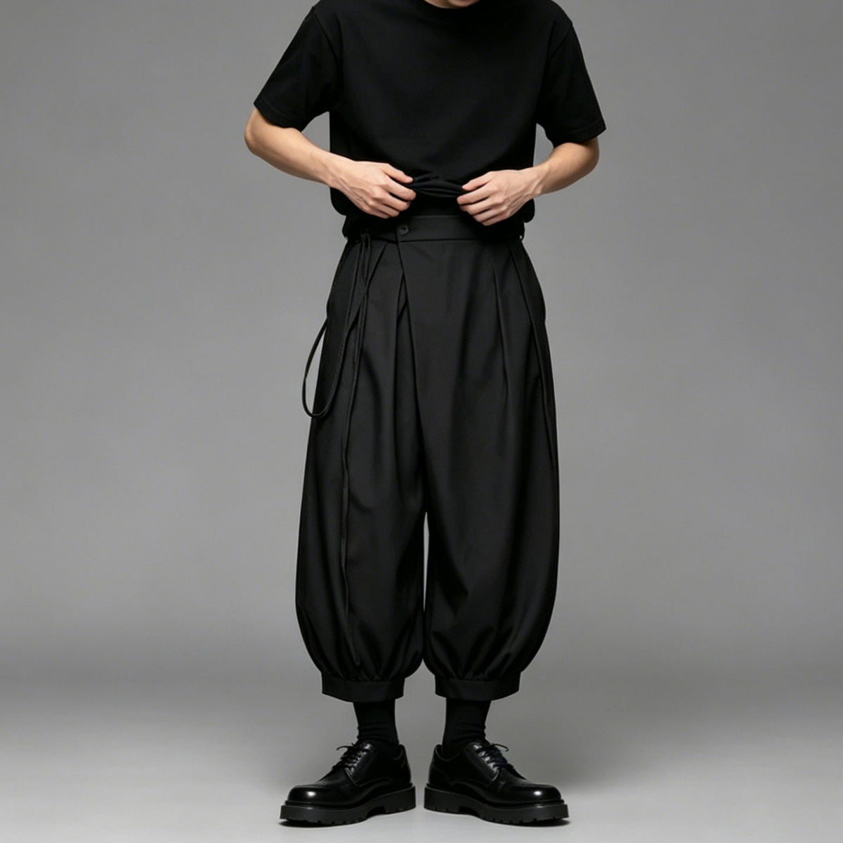 Black ninja pants for men, view 3