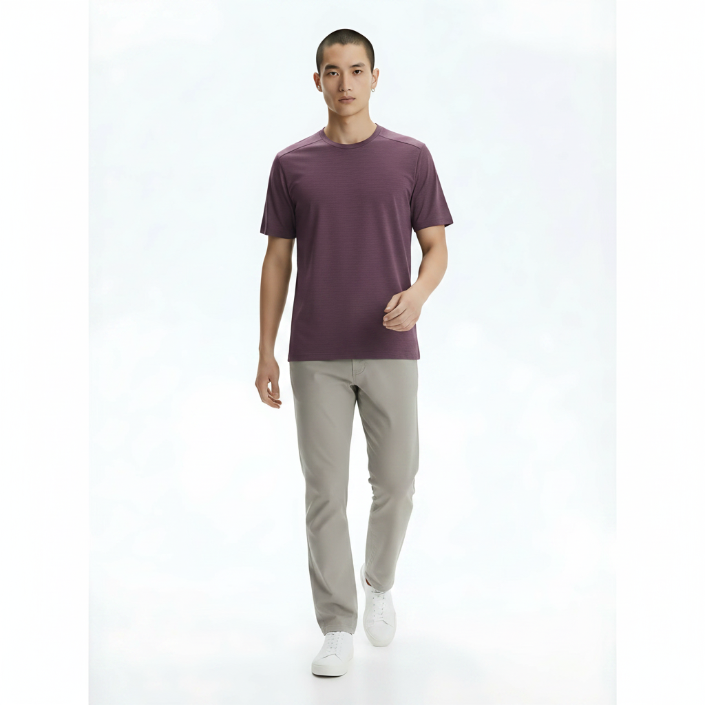 Quick-Dry Running T-Shirt on model - Purple front view