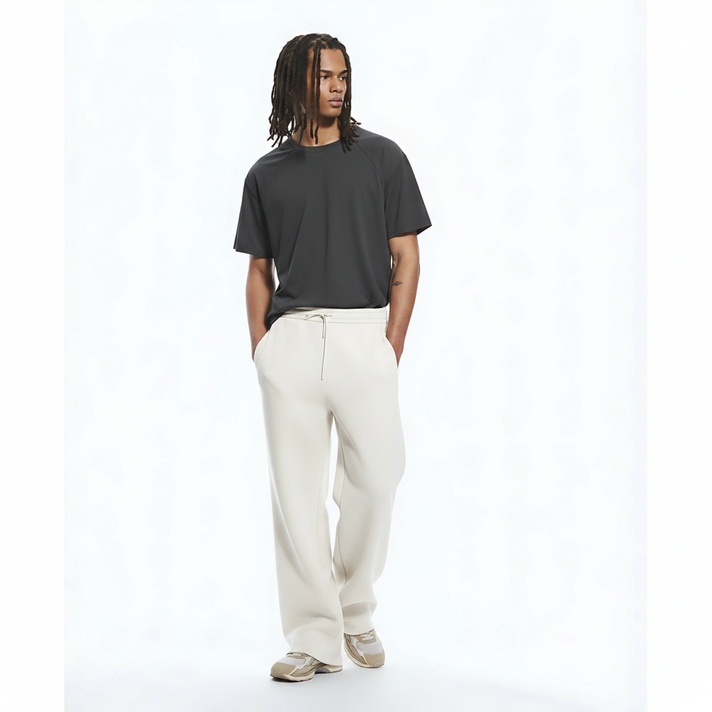 Heavyweight Cotton-Blend T-Shirt on model - Dark Gray front view