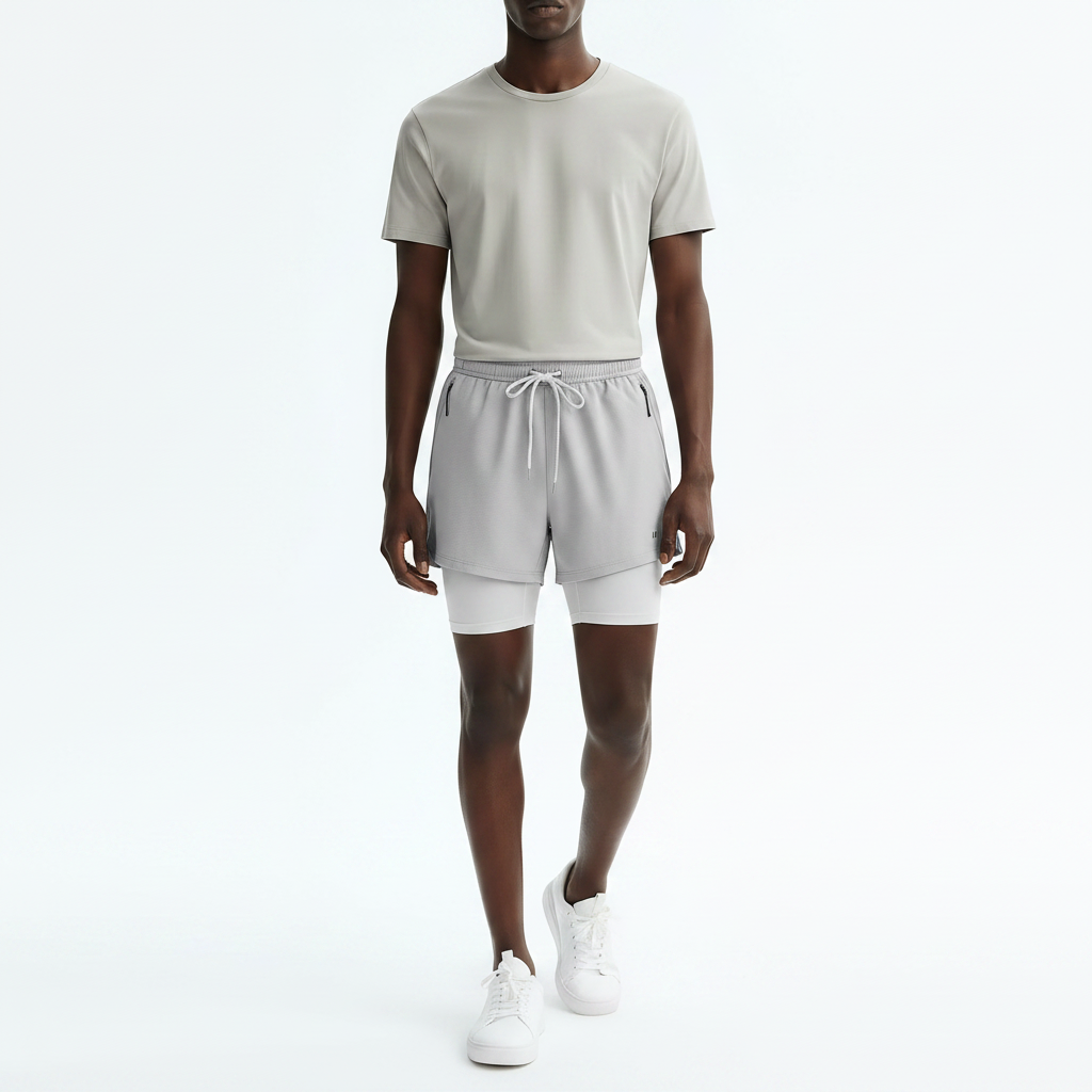 Outdoor Stretch Quick-Dry Shorts on model - Ash front view