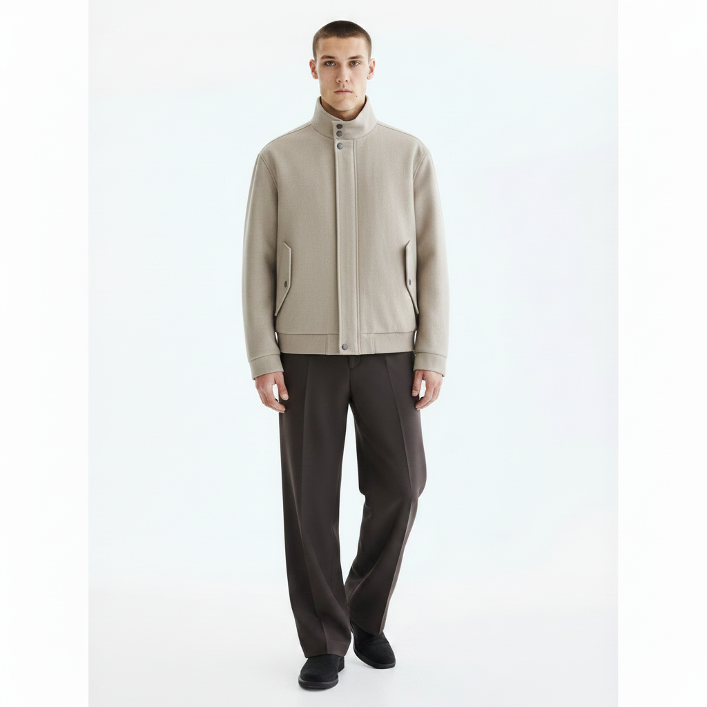 Oversized Zip Jacket on model - Khaki front view