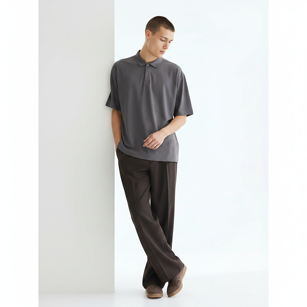 Moisture-Wicking Quick-Dry Polo Shirt on model - Purple front view