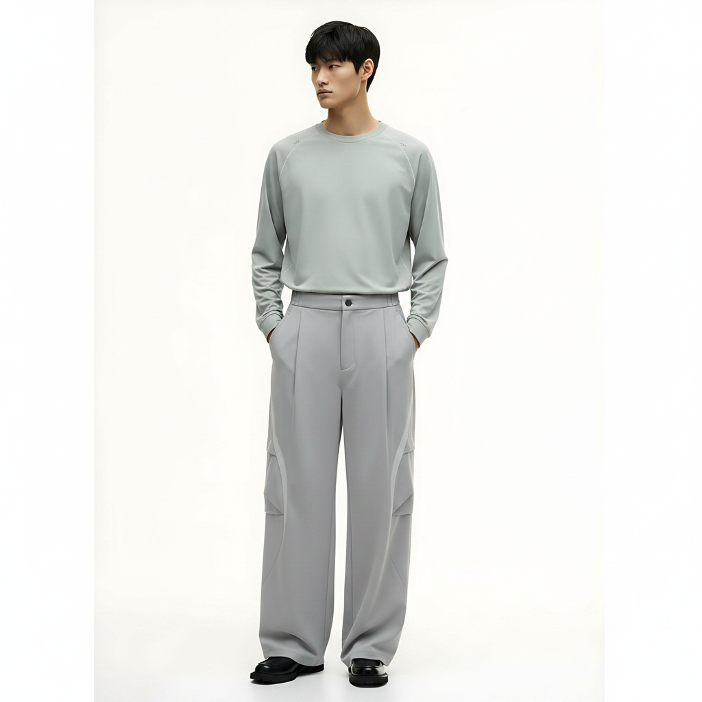 Moisture Wicking T-Shirt Long Sleeve on model - Ash front view