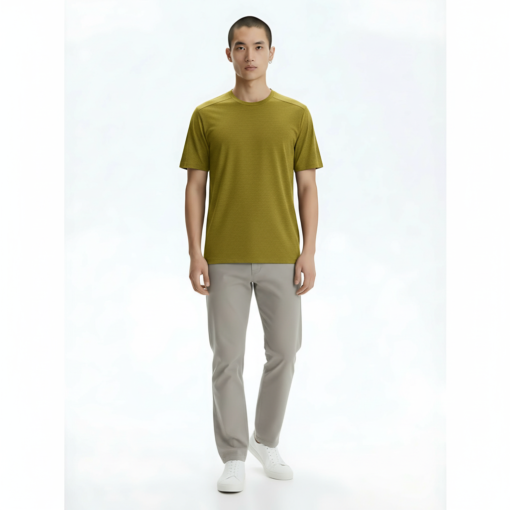 Quick-Dry Running T-Shirt on model - Yellow front view