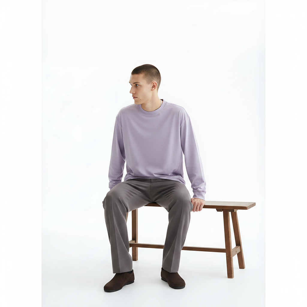Long Sleeve Running Shirt on model - Purple front view